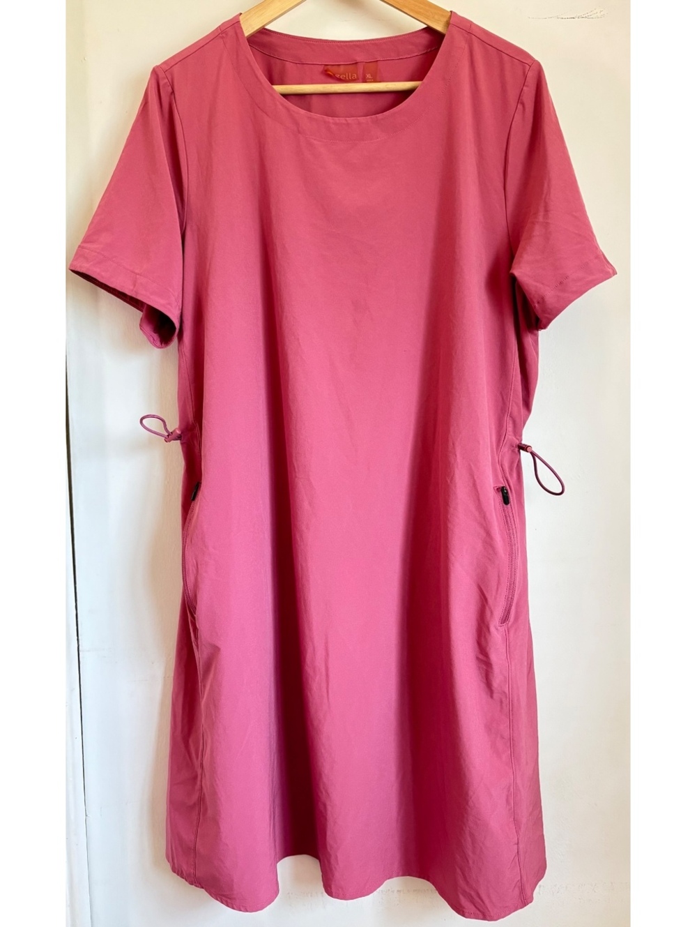 Zella Athleisure Dress Large Short Sleeve Outdoorsy Pink Zip Pocket